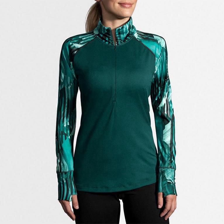 Brooks Dash Half Zip Women's Running Jackets UK Online - Green (EUDKS0723)